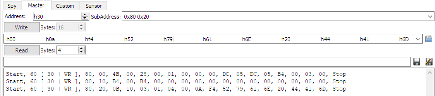 WaveForms DNA Data Writing via I2C (Second and Third 16 bytes)